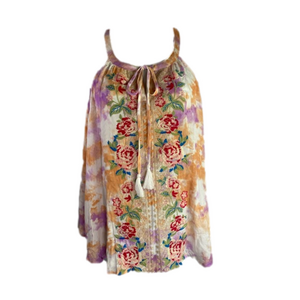 Savanna Jane Cream Purple Orange Floral Embroidered Tank Blouse SKU0465